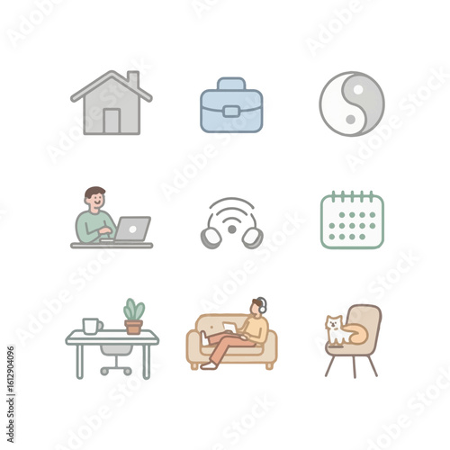  work from home icon set