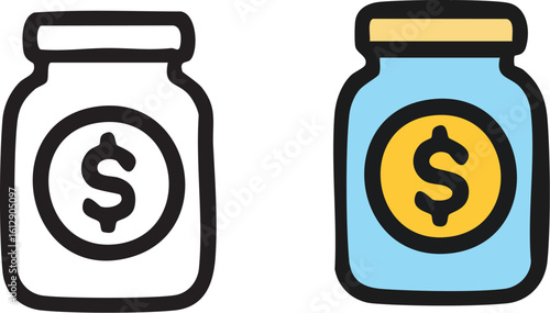 Money Jar Savings and Investment Icon.