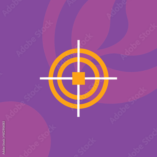 Target symbol with concentric circles and crosshairs on purple background