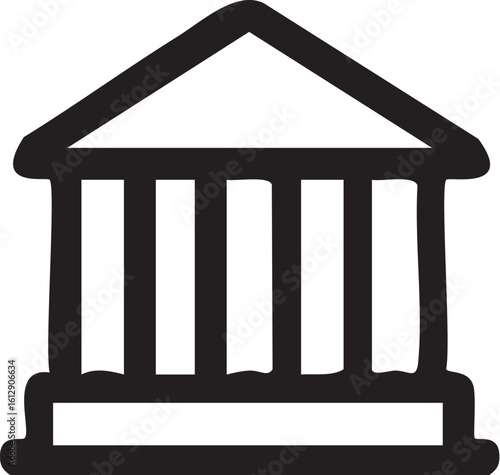 Simple Bank Building Icon Illustration.