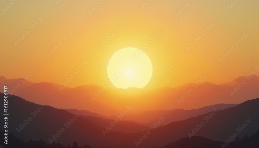 Uplifting sunrise frame with soft sun rising over a curved horizon at the bottom edge and warm tones blending upward Uplifting sunrise frame with soft sun rising over a curved horizon at the bottom edge and warm tones blending upward