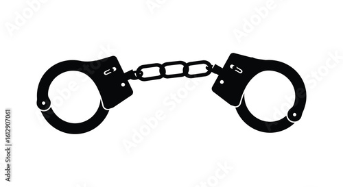 Black and White Silhouette of Metal Handcuffs