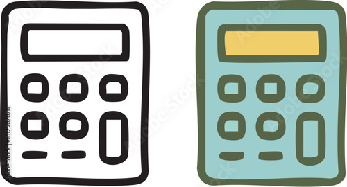Simple Cartoon Calculators Black and Teal.
