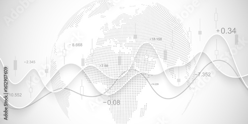 Stock market or Forex trading graph in graphic concept for financial investment or economic trends business idea design. Worldwide finance background. Vector illustration