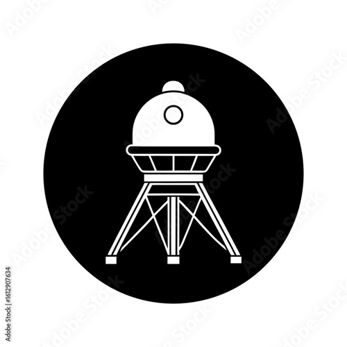 Retro space lander icon on black background