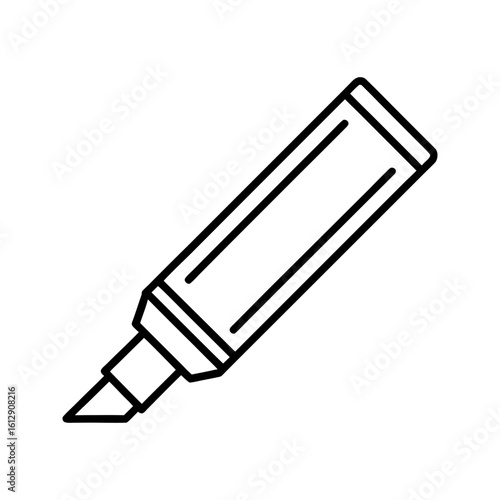 Simple line art icon of a highlighter pen vector illustration