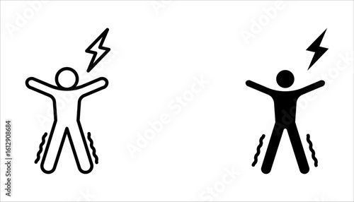 electric shock icon set, Electrical Shock Hazard Symbol on white background