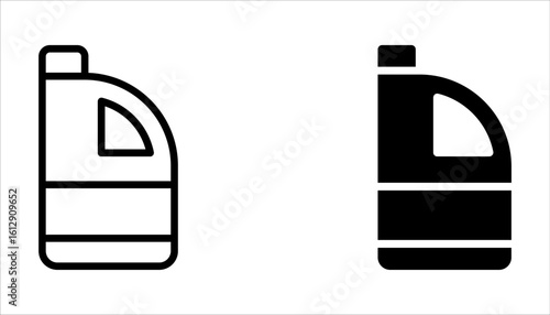 Bleach bottle icons set. Outline set of bleach bottle vector icons on white background