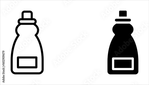 Bleach bottle icons set. Outline set of bleach bottle vector icons on white background
