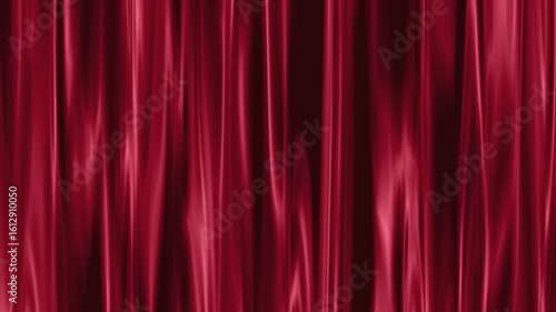 Luxurious Deep Red Velvet Stage Curtain with Soft Folds and Subtle Light Reflections Elegant