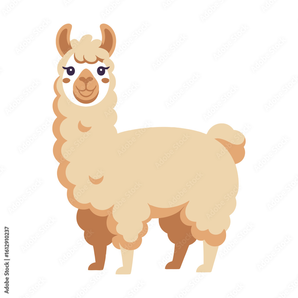 Fototapeta premium Llama vector illustration on white background.