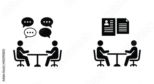 Job Interview Process Icon Set Simple Design