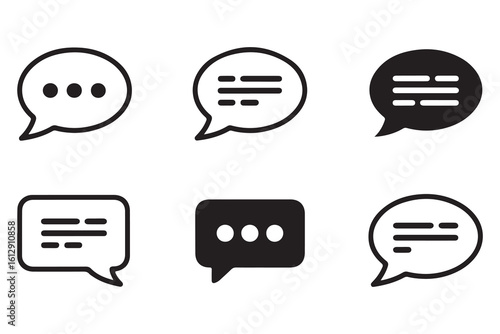 Set of Speech Bubble Icons for Communication and Online Conversation Depicting Chat Messages and Feedback Symbols