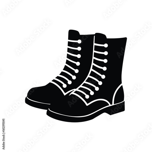 black boots icon, footwear, lace-up, side view clip art preview