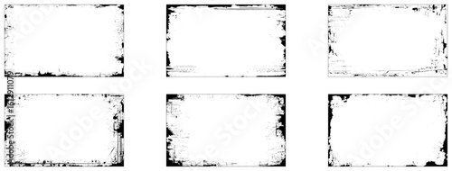 Edgy and Artistic Grunge Photo Frames A Collection of Four Unique, Distressed Borders Featuring Irregular, Jagged Edges and a Black-and-White Color grunge frames set with white space for photo album. 