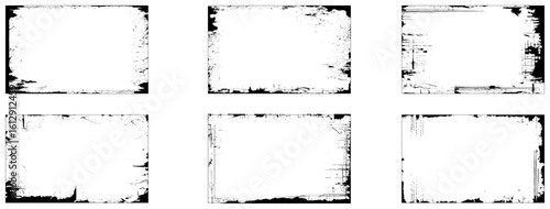 Six black and white grunge frames set with white space for photo album