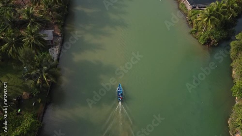 Peaceful boat ride along Maron River – drone view
