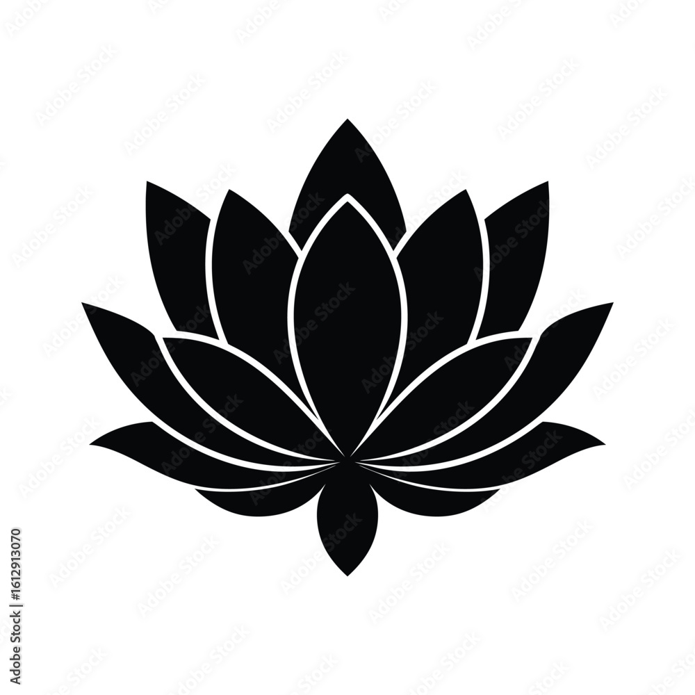 Lotus Flower Silhouette With Layered Petal Illustration Lotus Flower Silhouette With Layered Petal Illustration