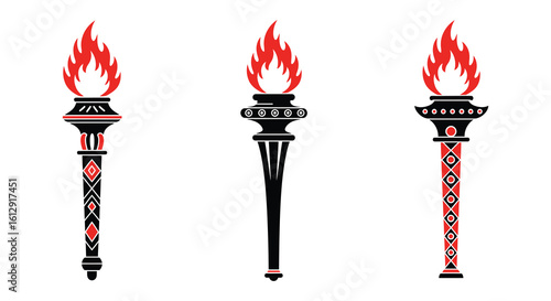 Torch with Flame Vector Illustration Symbolizing Victory and Inspiration