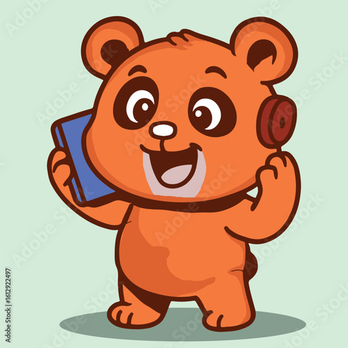 Εκτύπωση καμβά Cute panda in p alphabet opening laptop cartoon animals icon