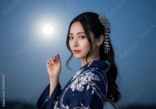 Portrait of a Japanese woman in a yukata,浴衣姿の日本人女性のポートレイト