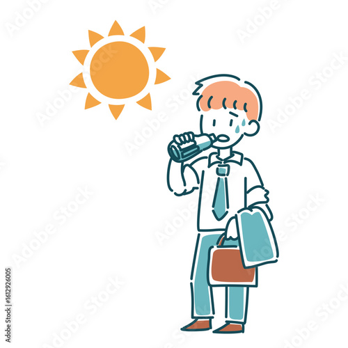 水分補給するビジネスマンのベクターイラスト