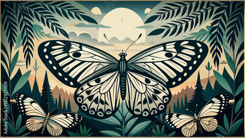 butterfly on black background