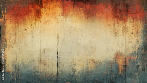 Painted canvas artwork, modern vector abstract backdrop design. Rough textured brush strokes painting, colorful illustration with a mix of cool blues and warm orange