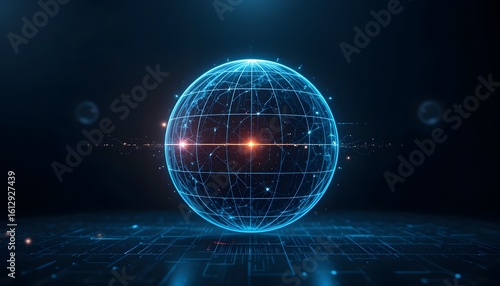 Wireframe Globe Fading into Digital Darkness