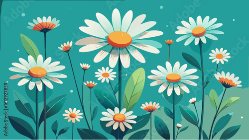 seamless pattern with camomiles
