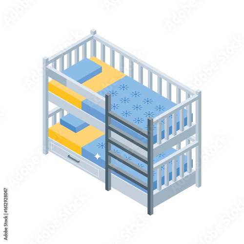 An amazing isometric style icon of bunk bed design