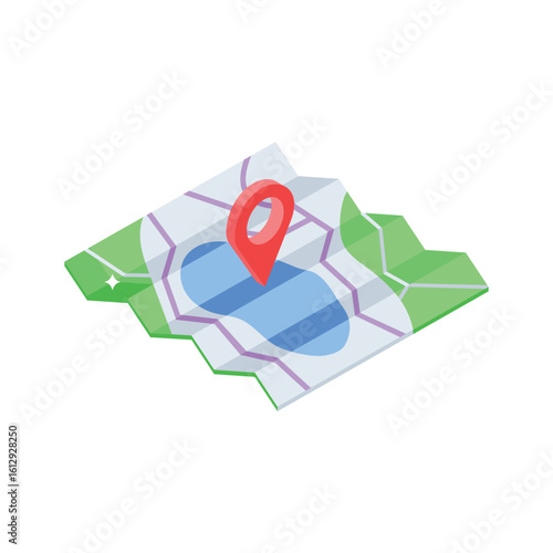 Check out this isometric icon of map location pointer
