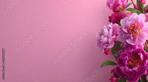 Delicate pink peonies arranged against a soft pink backdrop.