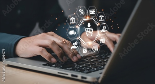 Wallpaper Mural Visualizing the end-to-end process of digital commerce, from Browse and adding to cart to payment and delivery, all managed through an online platform Torontodigital.ca