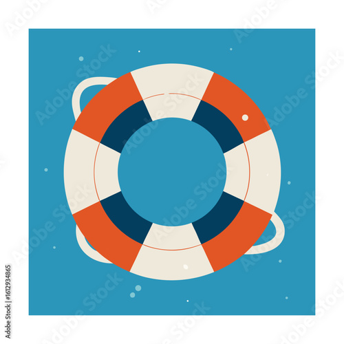 Grunge Lifebuoy with Nautical Sea Backdrop Design