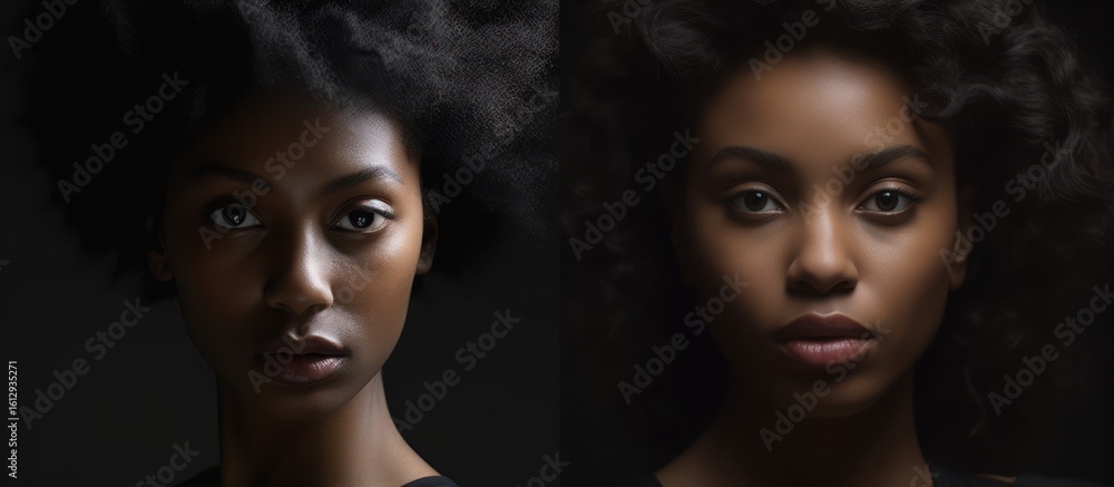 Fototapeta premium Beautiful one young brunette woman model with long dark hair, glamour makeup, and sensuality on her face, studio close-up