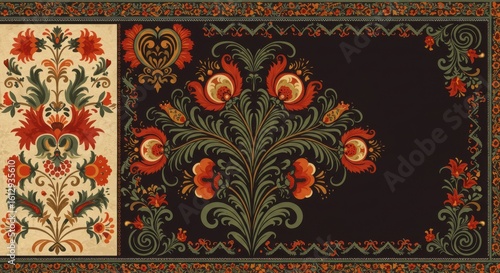 Folklore Floral Tapestry A symmetrical burst of vintage blooms in warm tones