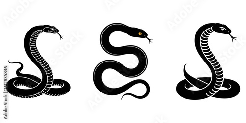 Cobra snake silhouette vector art illustration black, snake icon, snake vector silhouette, Curved snake animal design, Snake silhouette vector, king cobra silhouette, snake icon silhouette vector