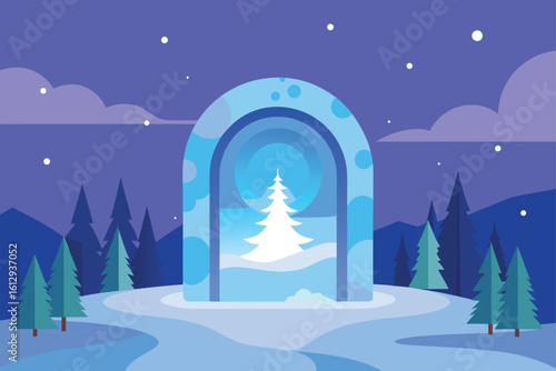  Winter Arch with Glowing Christmas Tree
