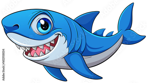 shark cartoon smiling white background