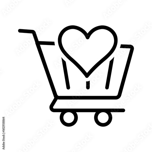 Vector black line icon for Wishlist