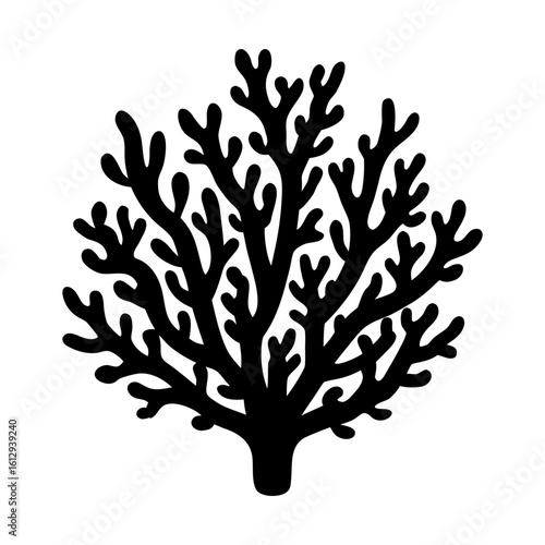 Sea coral branch silhouette ocean life aquatic reef illustration
