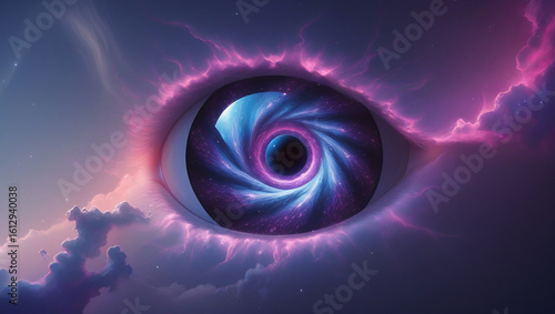 Human Eye as Cosmic Nebula with Vortex Center