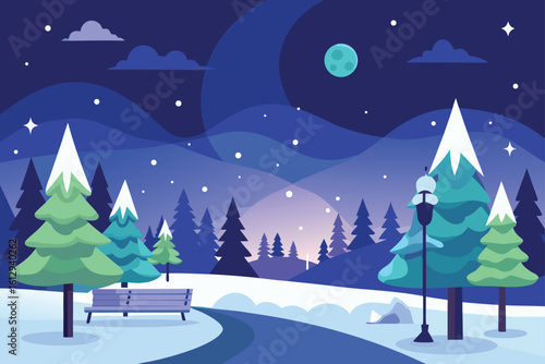 Full Moon over Snowy Hills