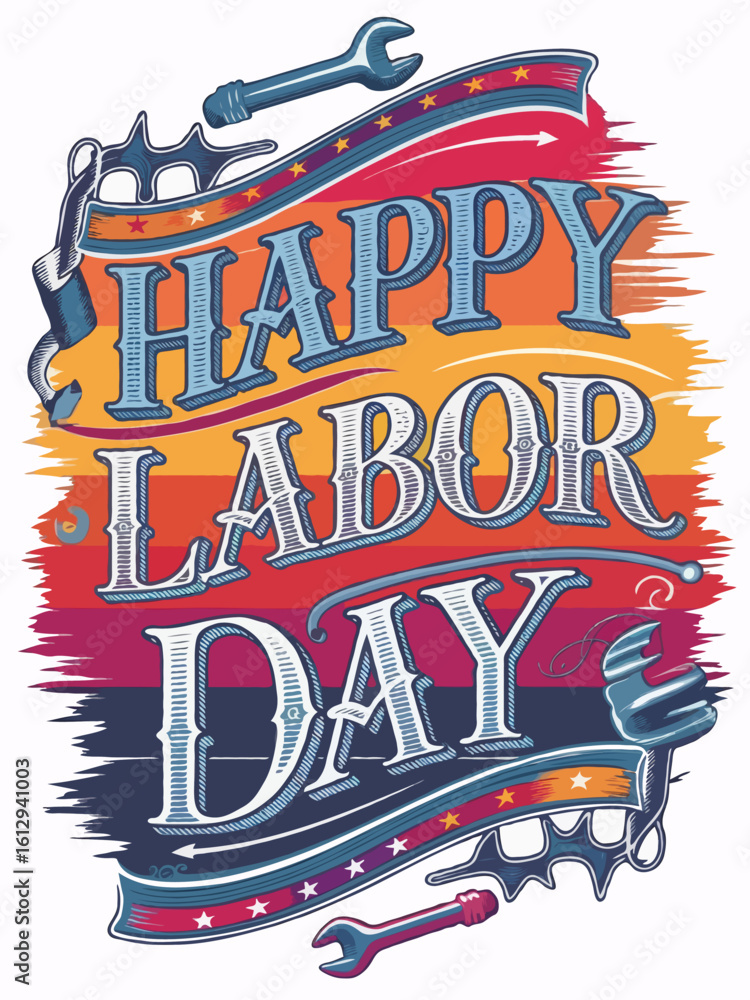 Naklejka premium USA Labor Day Typography Tees – Creative T-Shirt Design for American Holiday