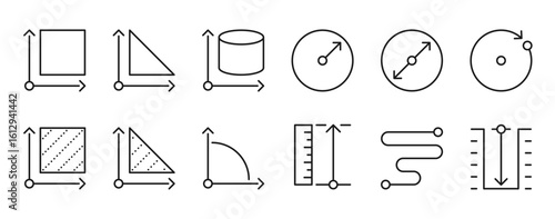 Measurement related line icons set. Editable Stroke