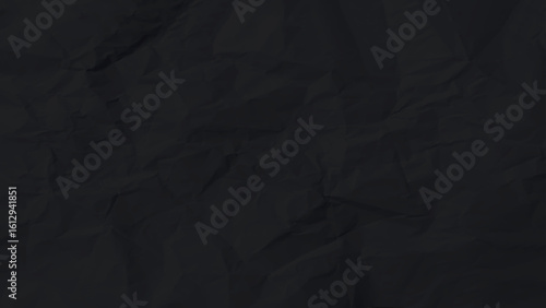 Texture crease of black paper for template wallpaper. wrinkle of black paper crumpled background. 