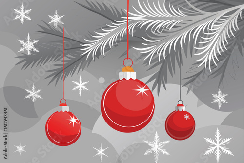 red christmas balls with snowflakes