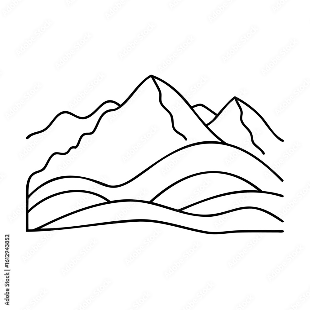 Stylized mountain range landscape outline mountains Stylized mountain range landscape outline mountains