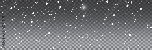Abstract winter background from snowflakes blown by the wind on a white checkered background. White dust light png.